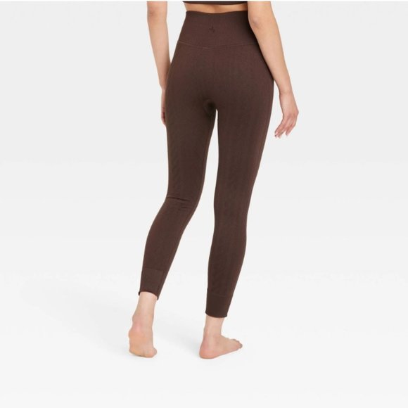 Women's Seamless Cable Knit 7/8 Leggings - Joylab Dark Brown L New With Tags 1 - Picture 2 of 4